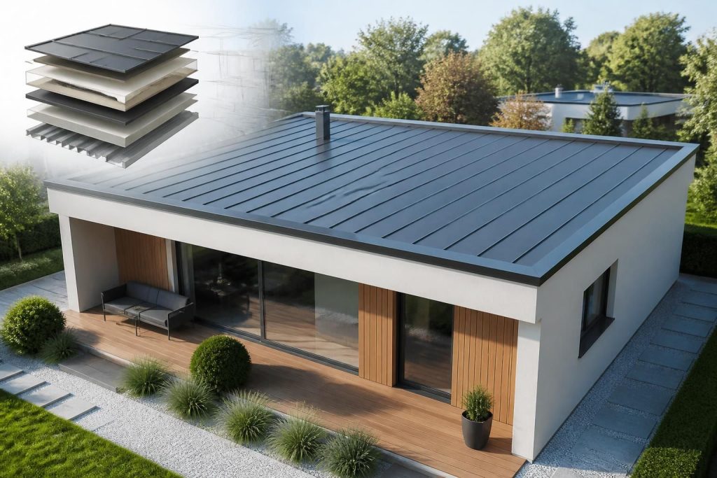 découvrez comment transformer votre maison grâce à un schéma détaillé pour un toit plat moderne en bac acier, alliant design contemporain et durabilité.