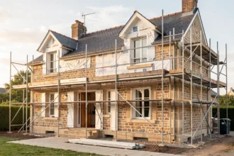 Maison rénovée avec travaux d'isolation en cours